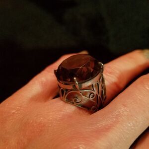 Vintage Sterling Silver Smoky Quartz Ring 1960s Statement Jewelry The Love Witch